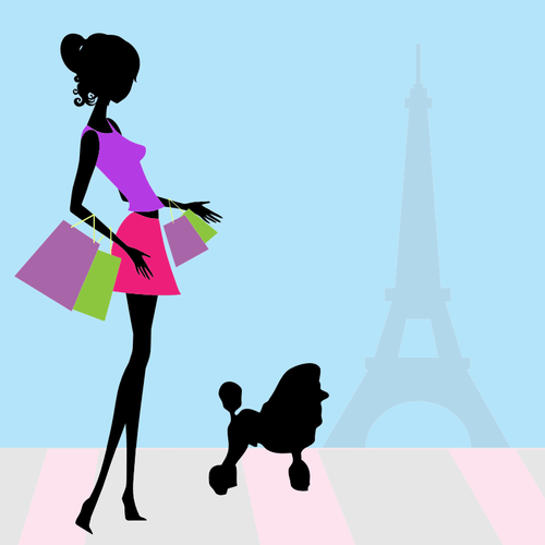 Kvinnan Shopping i Paris