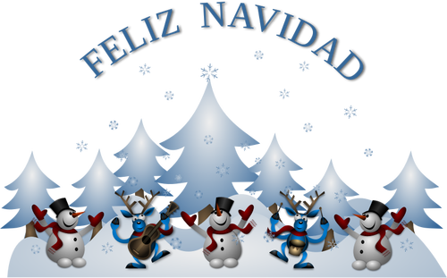 Gambar vektor Merry Christmas kartu dalam bahasa Spanyol