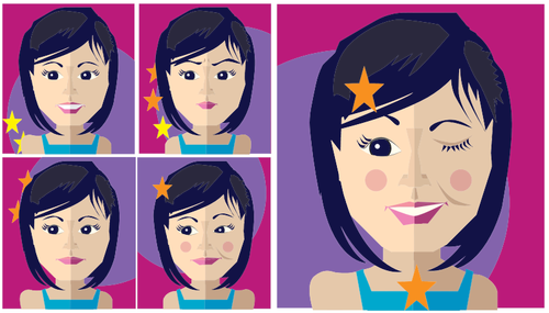 Cinq avatars fille