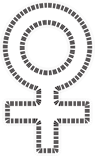 Vrouwelijke symbool en piano toetsen