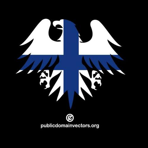 Heraldycznego orła z banderą Finlandii