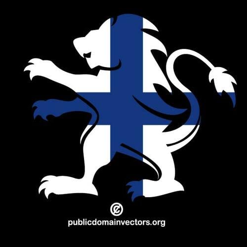 Finnische Flagge in Form des Löwen