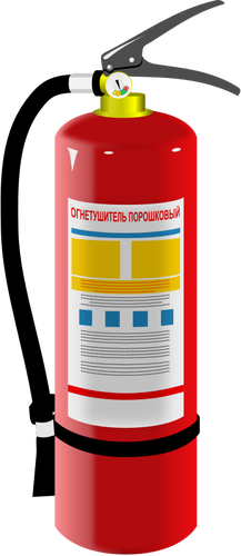 Ilustración vectorial de extintor con etiqueta en ruso