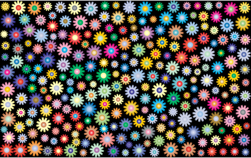 Kolorowe kwiaty na czarnym tle