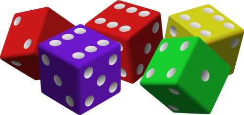 Multi-colored dices