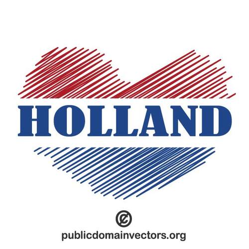 Tvar srdce s slovo "Holandsko" Vektor Klipart