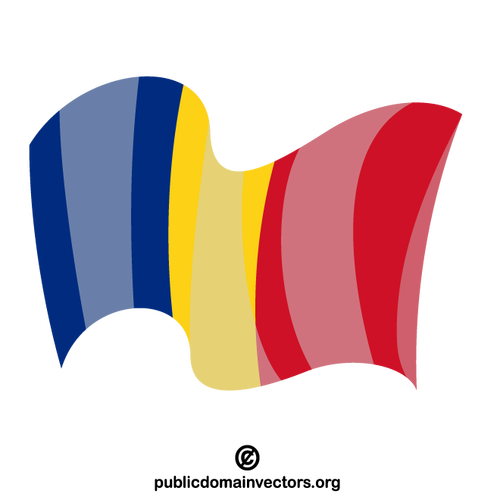 ルーマニアの国旗をなびかせる