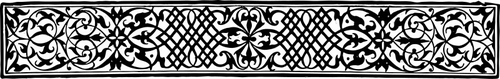 Drawing of rectangular black and white ornamental banner