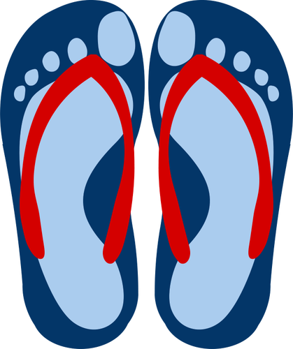 Sandal jepit dengan jejak kaki gambar