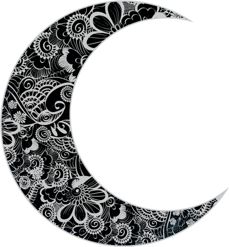 Clipart vectoriel du croissant de lune floral