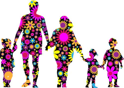 Floral silhouette familiale