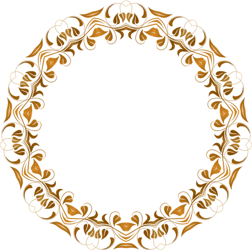 Desenho de floreio ouro colorido redondo quadro vetorial