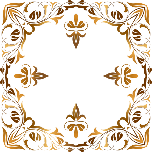 Clip-art de quadrado floral borda marrom