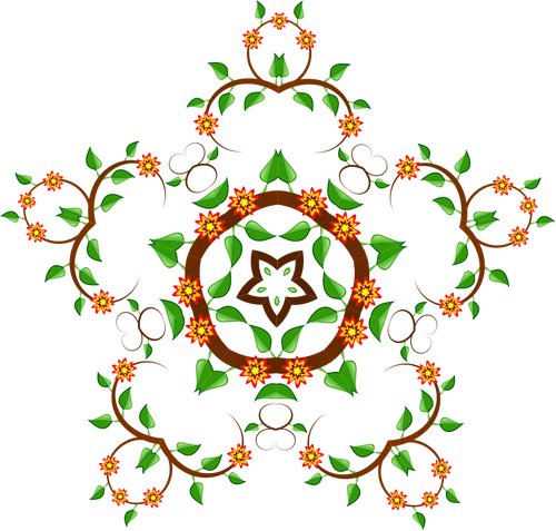 Illustrasjon av stjerneformet floral element
