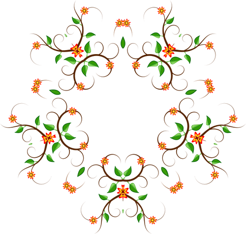 Fem stiftet färg blommig tree design vektorgrafik