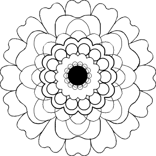 Blooming prediseñadas de vector flor blanco y negro