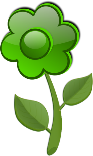 Lustre brillante verde, flor de dibujo vectorial de vástago
