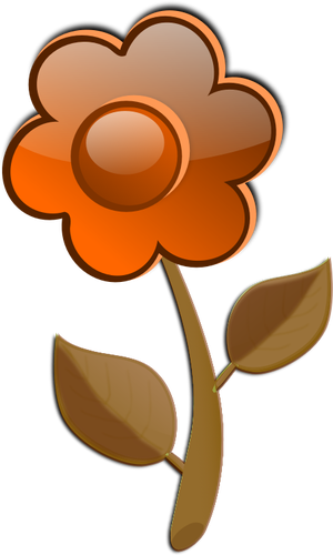 Kiiltävä oranssi kukka varsivektorikuvassa