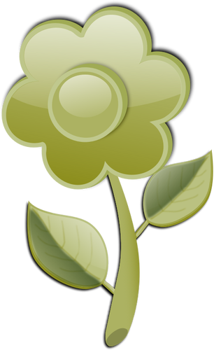 줄기 벡터 클립 아트에 광택 녹색 꽃