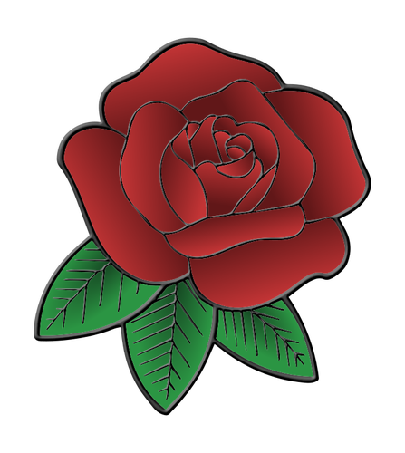 Rosa rossa con le foglie