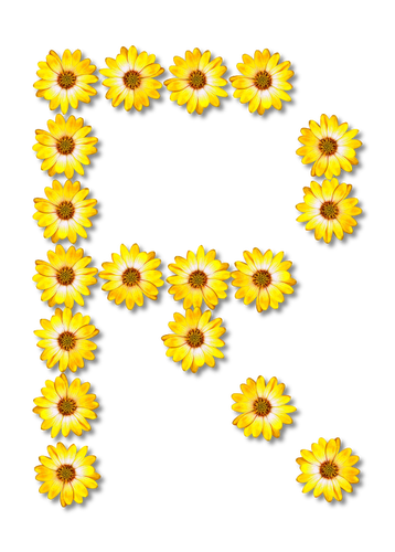 Bokstaven R från blommor