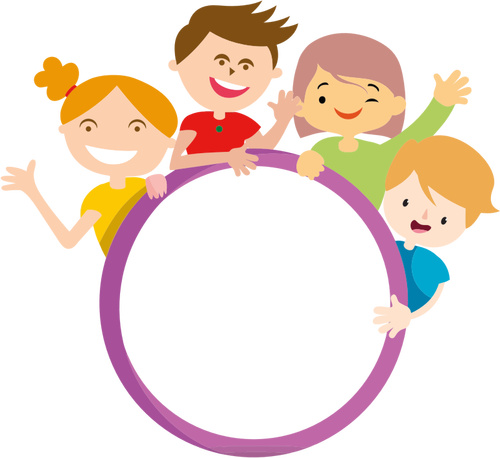 Cuatro niños y círculo