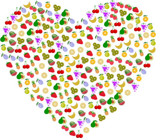 Image vectorielle de fruits coeur