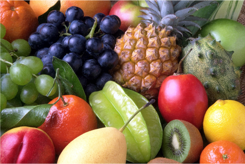 Vektorbild av smörgåsbord av frukter