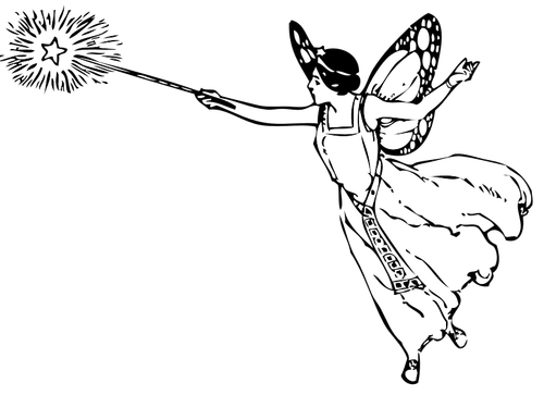 Vector grahics of winged fairy with a wand
