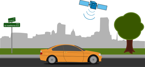 ניווט GPS בתמונה וקטורית המכונית