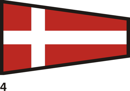Bandeira vermelha e branca contornada