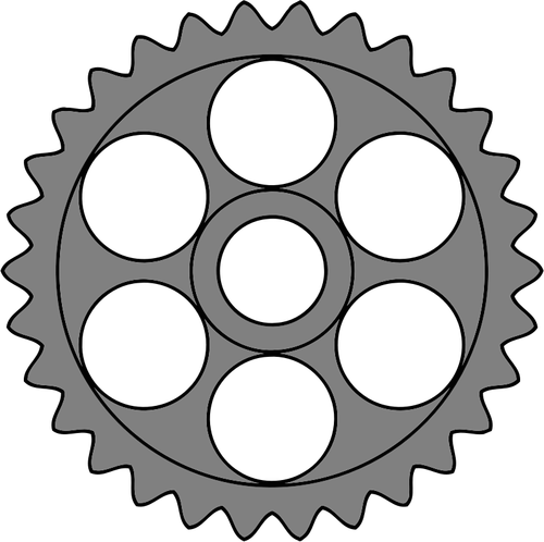 Thirty-tooth gear with circular holes