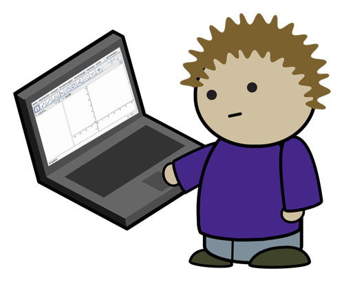 Kid with math on laptop