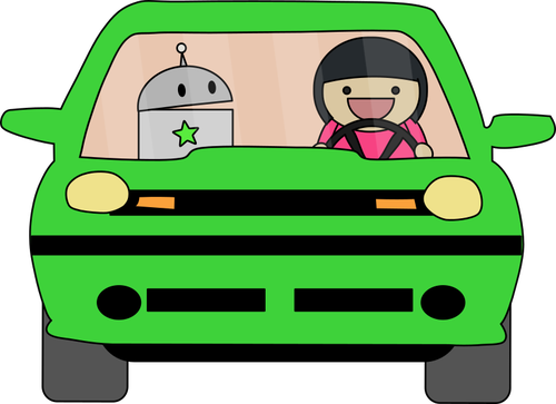Вождение зеленый автомобиль