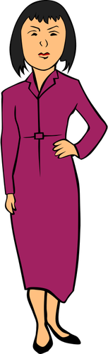 Kobieta w sukni fioletowy grafika wektorowa