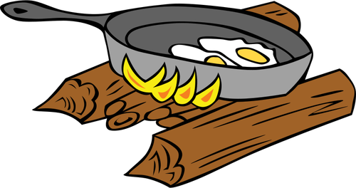 Eieren gebakken op kampvuur vector tekening