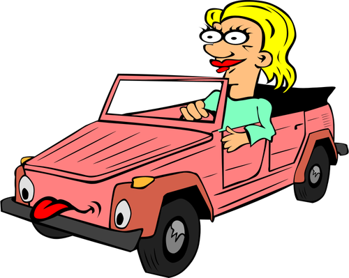 लड़की ड्राइविंग कार कार्टून