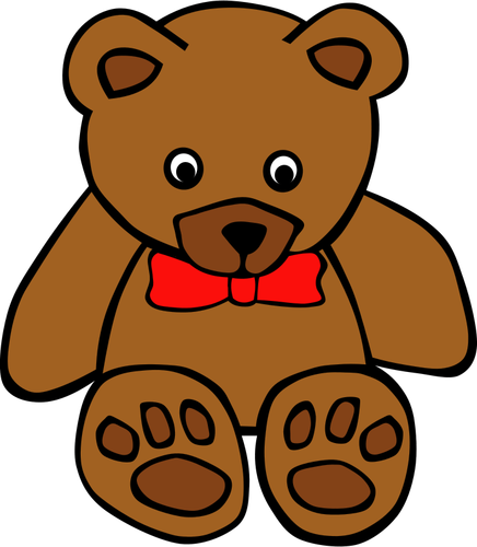 Simple teddy bear with bow tie vector illustration