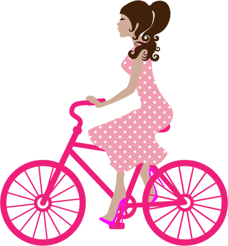 महिला साइकिलवाला वेक्टर छवि