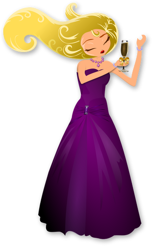 Vector drawing of blonde lady combing her hair