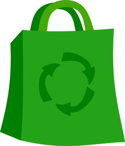 Green shopping bag vector icon