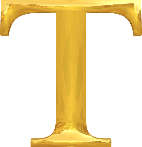 Litera T w złoto