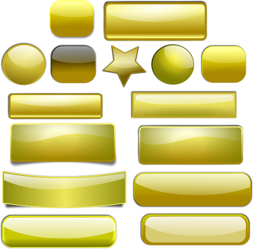 Золотые кнопки набора векторов