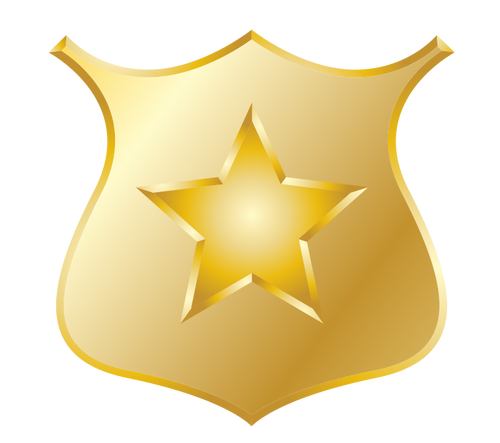 Desenho vetorial de distintivo polícia ouro