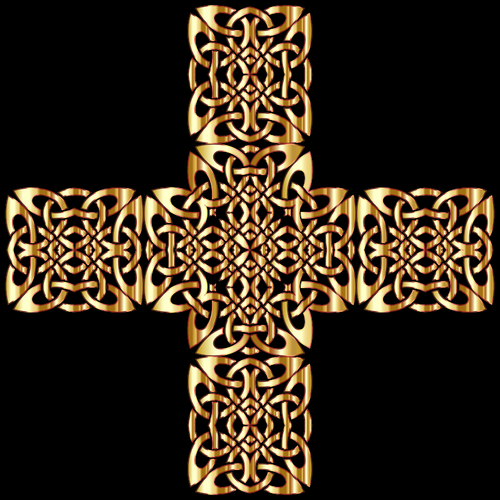 金色凯尔特结在十字架上