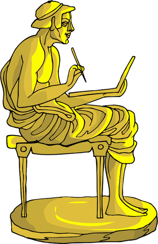 Patung emas dengan penulis