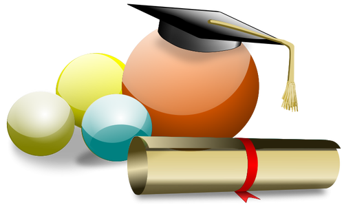 Estudante de graduação chapéu e grau de ilustração vetorial