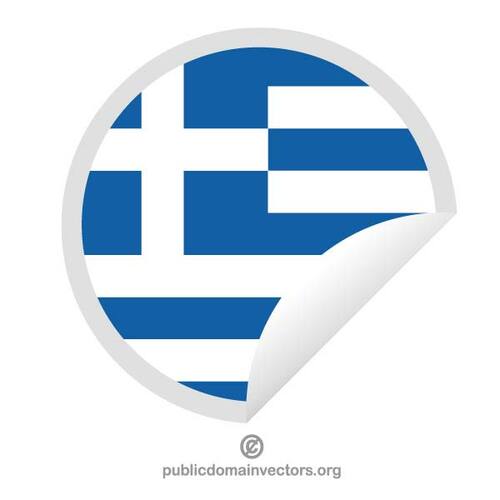 Etiqueta engomada redonda con la bandera griega