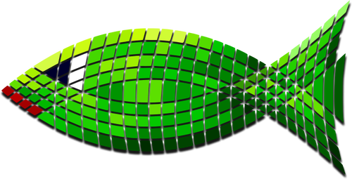 Clipart vectorial de cerámica pescado verde