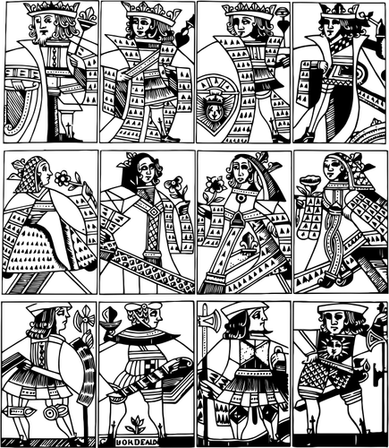 Queens dan raja-raja dari kartu remi vektor ilustrasi
